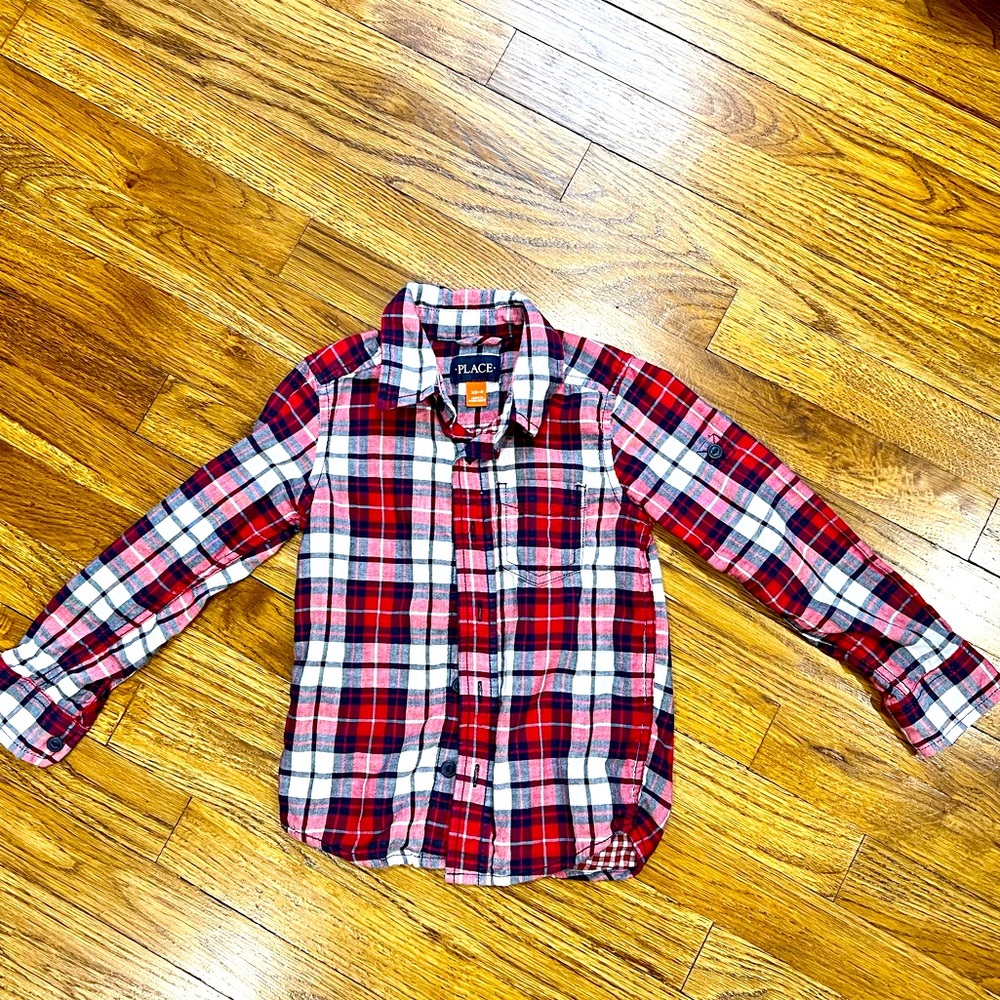 The Children’s Place Matching Family Plaid Flannel Button Down Shirt 4T